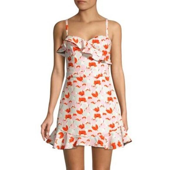 Black Halo Dresses & Skirts - NWT Black Halo White Pink Tulip Print Sleeveless Zalda Mini Dress Womens 0